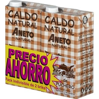 Caldo de puchero 100% natural sin gluten y sin lactosa pack 2 envase 1 l - Aneto