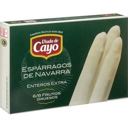 Espárragos blancos extra IGP de Navarra gruesos 6-8 piezas lata 125 g neto escurrido - Viuda De Cayo