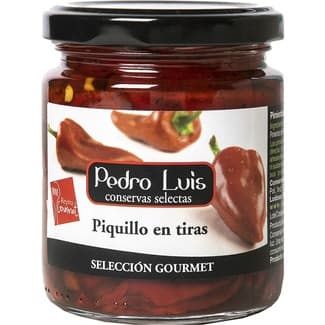 Pimientos del piquillo en tiras Selección frasco 205 g neto escurrido - Pedro Luis