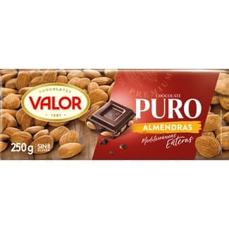 Chocolate puro con almendras mediterráneas enteras sin gluten tableta 250 g - Valor
