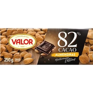 Chocolate negro 82% cacao con almendras mediterráneas enteras y sin gluten tableta 250 g - Valor