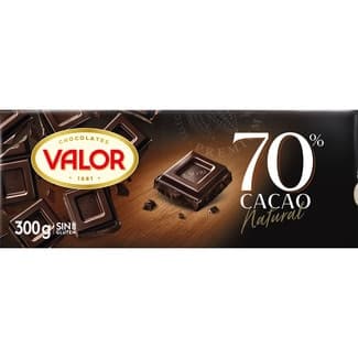 Chocolate negro 70% cacao natural y sin gluten tableta 300 g - Valor