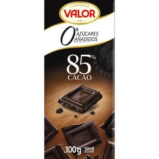 Chocolate negro 85% 0% azúcares añadidos y sin gluten tableta 100 g - Valor