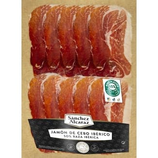 Jamón de cebo ibérico 50% raza ibérica en lonchas sin gluten sin lactosa envase 150 g - Sanchez Alcaraz