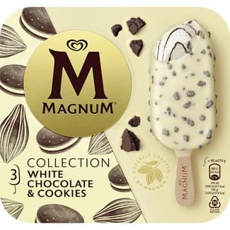 Helado de chocolate blanco con cookies 3 unidades estuche 270 ml - Magnum