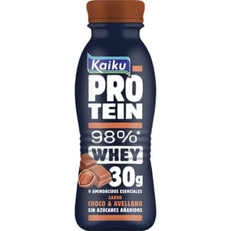 Protein bebida con proteínas de suero UHT con cacao y avellana sin lactosa botella 330 ml - Kaiku