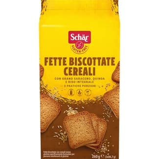 Biscotes de trigo sarraceno, quinoa y arroz integral sin gluten y sin lactosa paquete 260 g sin aceite de palma - Schar