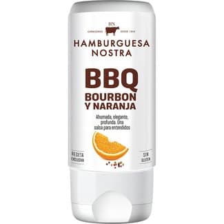 Salsa HN BBQ Bourbon y naranja sin gluten envase 180 ml - Hamburguesa Nostra
