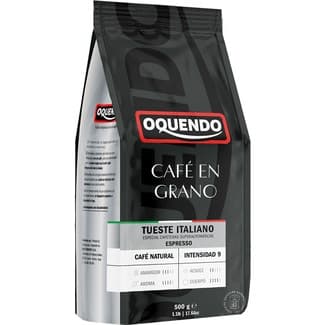 Café en grano natural tueste italiano intensidad 9 paquete 500 g - Oquendo