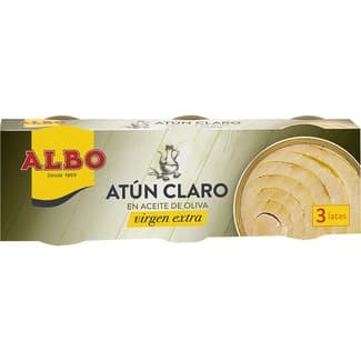 Atún claro en aceite de oliva virgen extra pack 3 latas 67 g neto escurrido - Albo