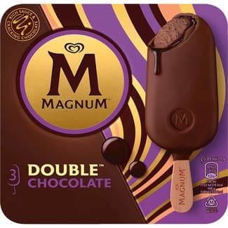 Double helado con doble cobertura de chocolate sin gluten 3 unidades estuche 255 ml - Magnum
