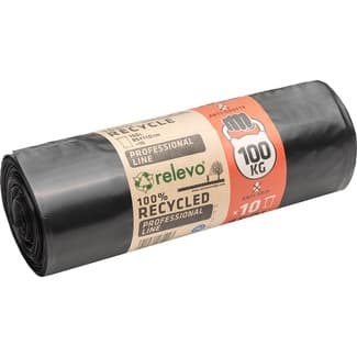 Bolsas de basura 100% reciclado 150 litros 85 x 110 cm rollo 10 unidades - Relevo
