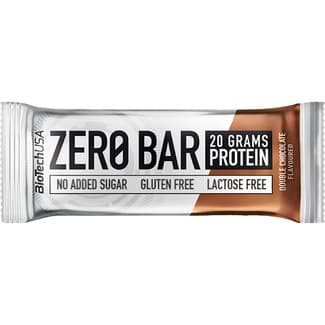 Zero barrita de proteínas sabor double chocolate sin gluten, sin lactosa envase 50 g y sin azúcares añadidos - Biotech Usa