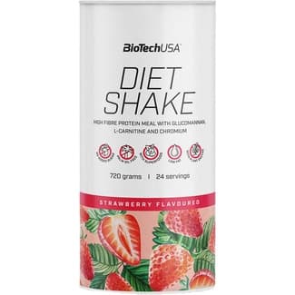 Diet Shake batido proteico con glucomanano, L-carnitina y cromo sabor fresa envase 750 g sin aceite de palma ni azúcares añadidos - Biotech Usa