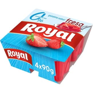 Gelatina sabor fresa 0% azúcares añadidos pack 4 unidades 90 g sin gluten - Royal