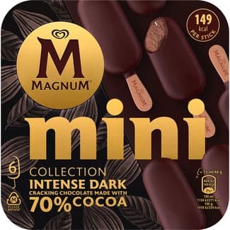 Intense Dark helado de chocolate con cobertura de chocolate negro sin gluten 70% 6 unids. estuche 330 ml - Magnum