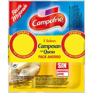 Campesan salchichas cocidas de pavo y pollo con queso sabor ahumado pack 3 x 170 g envase 510 g sin gluten - Campofrio