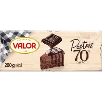 Postres chocolate negro 70% sin gluten tableta 200 g - Valor