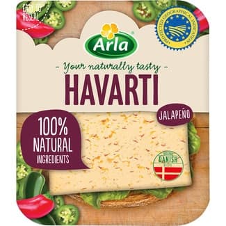 Queso danés havarti de vaca con jalapeños IGP en lonchas envase 150 g elaborado con leche pasteurizada - Arla