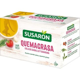 Quemagrasa tisana de cola de caballo, té verde y guaraná con sabor a fresa estuche 20 bolsitas - Susaron