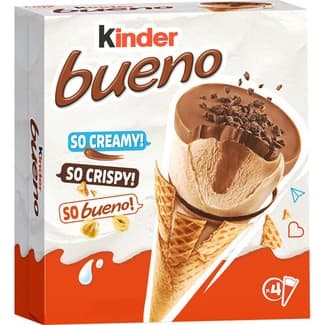 Cono de helado de crema de avellanas con virutas de chocolate 4 unidades estuche 360 ml - Kinder Bueno