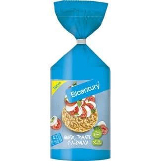 Tortitas de máiz sabor a queso, tomate y albahaca sin gluten bolsa 123,5 g - Bicentury