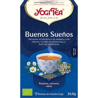 Buenos Sueños infusión ayurvédica ecológica de hinojo, manzanilla y valeriana estuche 17 bolsitas sin gluten - Yogi Tea