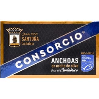 Filetes de anchoa del Cantábrico en aceite de oliva lata 53 g neto escurrido - Consorcio