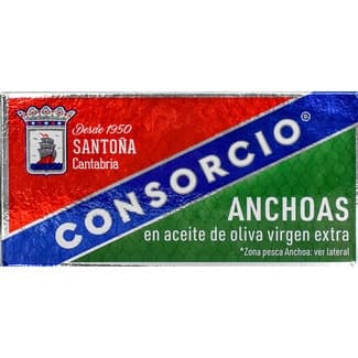Filetes de anchoa en aceite de oliva virgen extra lata 29 g neto escurrido - Consorcio
