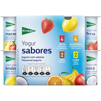 Yogur de sabores 4 fresa + 4 macedonia + 2 coco + 2 limón sin gluten pack 12 unidades 125 g - El Corte Ingles