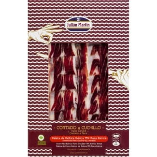 Paleta de bellota ibérica 75% raza ibérica cortado a cuchillo en lonchas envase 100 g - Julian Martin