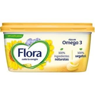 Margarina rica en omega 3 sin aceite de palma tarrina 400 g sin gluten sin lactosa - Flora