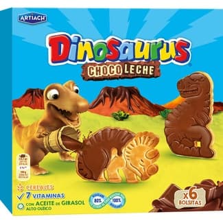 Galletas con chocolate con leche 6 bolsitas estuche 255 g - Artiach Dinosaurus