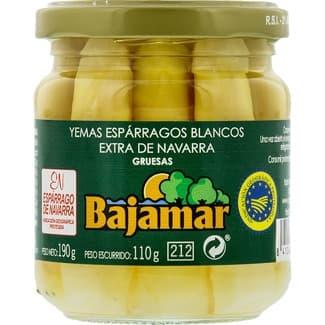Yemas de espárragos blancos IGP de Navarra gruesas frasco 110 g neto escurrido - Bajamar