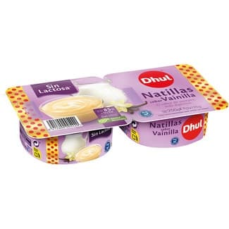 Natillas sabor vainilla sin lactosa pack 2 unidades 125 g - Dhul