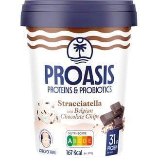 Helado proteico y con probióticos de stracciatella con chips de chocolate belga tarrina 500 ml - Proasis