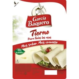 Queso tierno de vaca madurado elaborado con leche pasteurizada en lonchas envase 90 g - Garcia Baquero