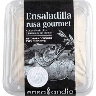 Ensaladilla rusa gourmet con aceite de oliva y pimientos del piquillo tarrina 250 g - Ensalandia