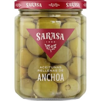 Aceitunas verdes rellenas de anchoa envase 235 g neto escurrido - Sarasa