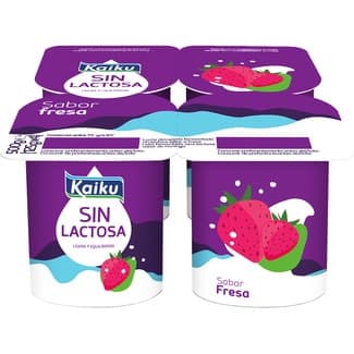 Sin lactosa sabor fresa pack 4 unidades 125 g - Kaiku