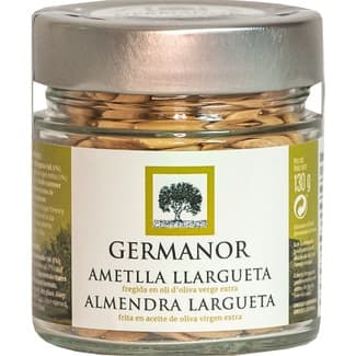 Almendras largueta fritas en aceite de oliva virgen extra frasco 130 g - Germanor