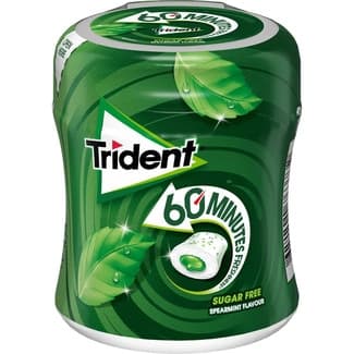 60 Minutes of freshness chicle sabor hierbabuena sin azúcar bote 68,2 g - Trident