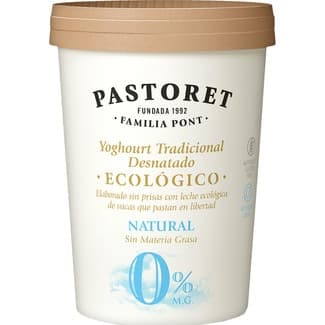 Yogur natural desnatado 0% m.g. con leche de vacas que pastan en libertad ecológico envase 500 g - Pastoret