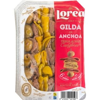 Gilda de anchoa 6 unidades bandeja 100 g neto escurrido - Lorea