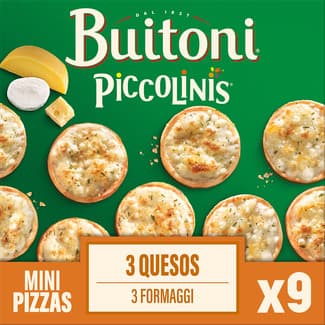 Mini pizzas 3 quesos 9 unidades estuche 270 g - Buitoni Piccolinis