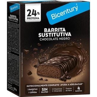 Barrita sustitutiva sabor chocolate negro estuche 4 unidades - Bicentury