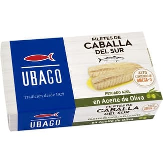 Filetes de caballa del sur en aceite de oliva lata 85 g neto escurrido - Ubago