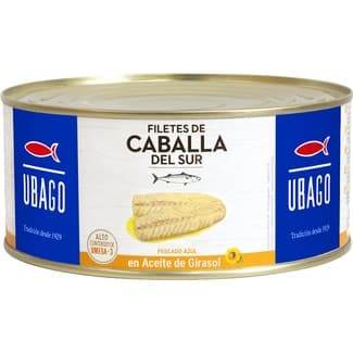 Filetes de caballa en aceite vegetal lata 620 g neto escurrido - Ubago