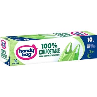 Bolsa de basura 100% compostable para residuos orgánicos 10 litros caja 10 unidades - Handy Bag