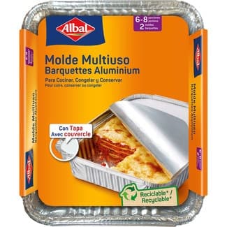 Molde de aluminio multiusos con tapa 32x26 cm 6 o 8 porciones envase 2 unidades - Albal